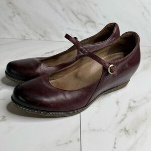 Dansko Loralie Mary Jane Wedge Wine Leather Comfort